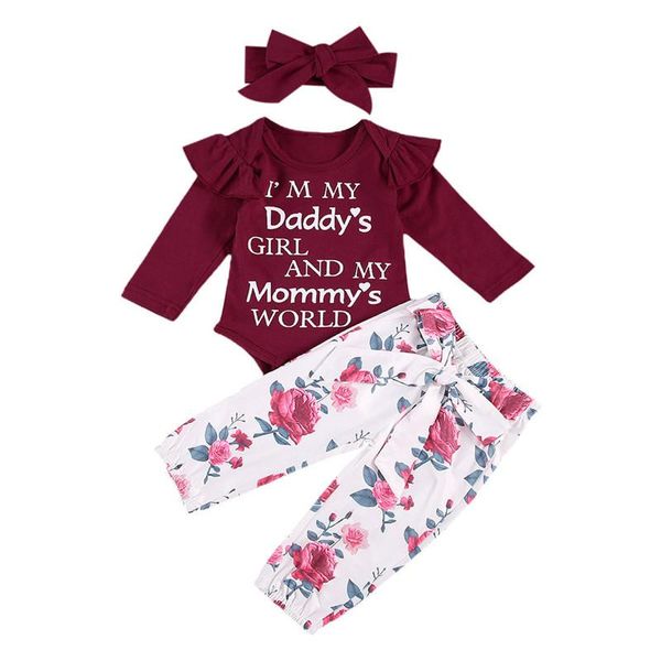 clothing sets born toddler girls 3 pcs outfits suits long sleeve letter printed romper + bowknot pant bow headband, White
clothing sets born toddler girls 3 pcs outfits suits long sleeve letter printed romper + bowknot pant bow headband, White
