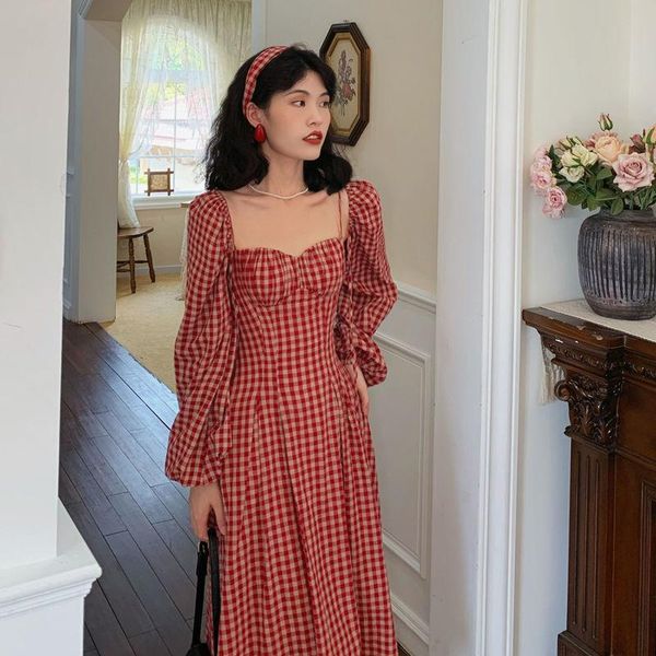 casual dresses ewsfv 2021 autumn arrive women french retro plaid dress red pattern waist-controlled slim square collar long sleeve, Black;gray
casual dresses ewsfv 2021 autumn arrive women french retro plaid dress red pattern waist-controlled slim square collar long sleeve, Black;gray