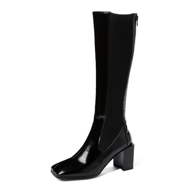 real leather women knee boots warm fashion high heel winter shoe woman elastic square toe long boot footwear size 33-40, Black
real leather women knee boots warm fashion high heel winter shoe woman elastic square toe long boot footwear size 33-40, Black