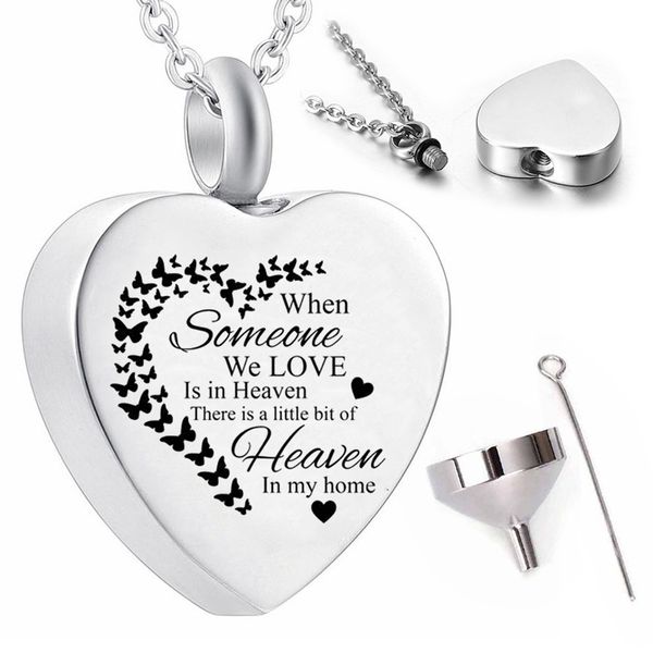 heart shaped butterfly pendant necklace cremation jewellery to commemorate family or pets - when someone we love is in heaven..., Silver
heart shaped butterfly pendant necklace cremation jewellery to commemorate family or pets - when someone we love is in heaven..., Silver