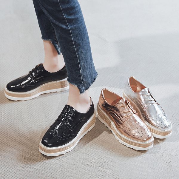 dress shoes hollow out full brogues women gold/silver bright leather platform square toe oxford flats creepers espadrilles 1ihm, Black
dress shoes hollow out full brogues women gold/silver bright leather platform square toe oxford flats creepers espadrilles 1ihm, Black