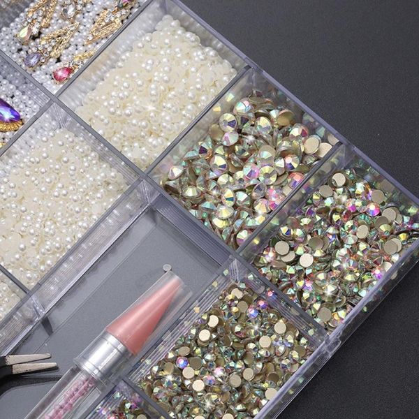 nail art decorations 094e 21 grids glass decoration multi shapes with dual-ended dotting pen tweezers set diy nails manicure tool, Silver;gold
nail art decorations 094e 21 grids glass decoration multi shapes with dual-ended dotting pen tweezers set diy nails manicure tool, Silver;gold