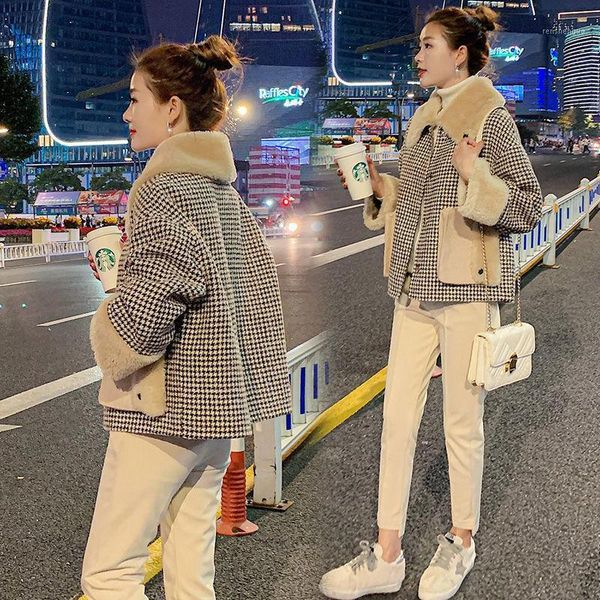 women's wool & blends woolen coat fall / winter 2021 korean loose and versatile small short heavy plaid, Black
women's wool & blends woolen coat fall / winter 2021 korean loose and versatile small short heavy plaid, Black