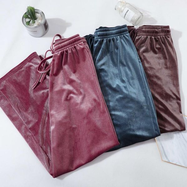 women's pants & capris 2021 women long trousers autumn winter elastic high waist gold velvet lady tie bow wide leg loose casual a1187, Black;white
women's pants & capris 2021 women long trousers autumn winter elastic high waist gold velvet lady tie bow wide leg loose casual a1187, Black;white