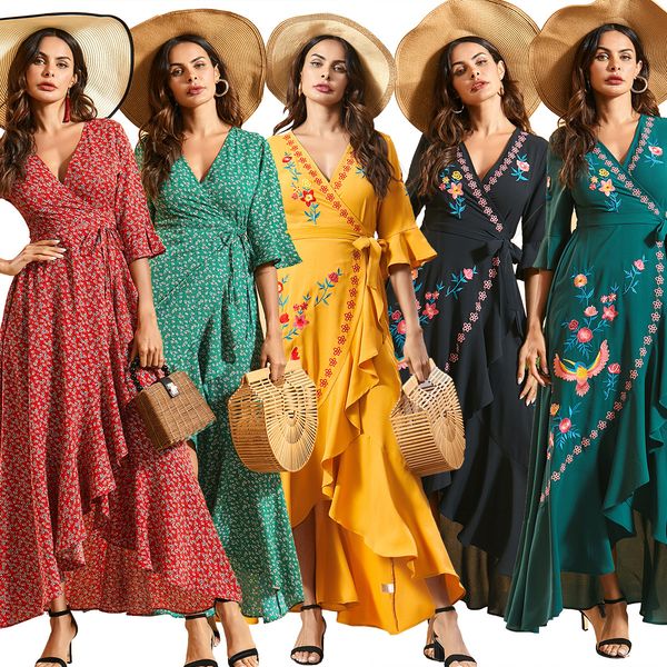 2021 v ne summer dress women irregular abaya dresses ruffles sleeve lace-up vestido mujer robe femme beach holiday sundress, Red
2021 v ne summer dress women irregular abaya dresses ruffles sleeve lace-up vestido mujer robe femme beach holiday sundress, Red