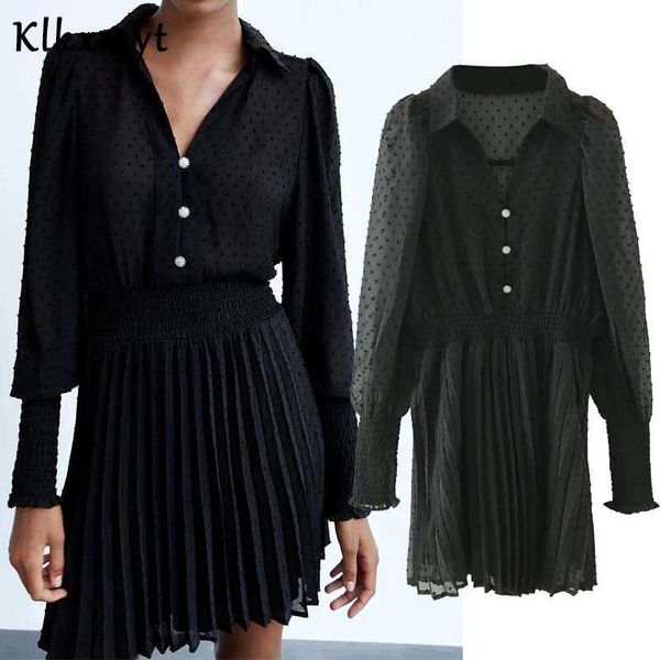 klkxmyt women chic fashion chiffon pleated mini za dress vintage long sleeve female button party dresses vestidos 210527, Black;gray
klkxmyt women chic fashion chiffon pleated mini za dress vintage long sleeve female button party dresses vestidos 210527, Black;gray