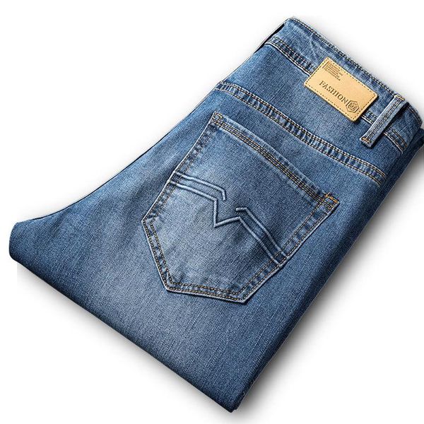men's jeans men 's high waist cotton elastic light business straight leg denim trousers high-end cattle goods, Blue
men's jeans men 's high waist cotton elastic light business straight leg denim trousers high-end cattle goods, Blue
