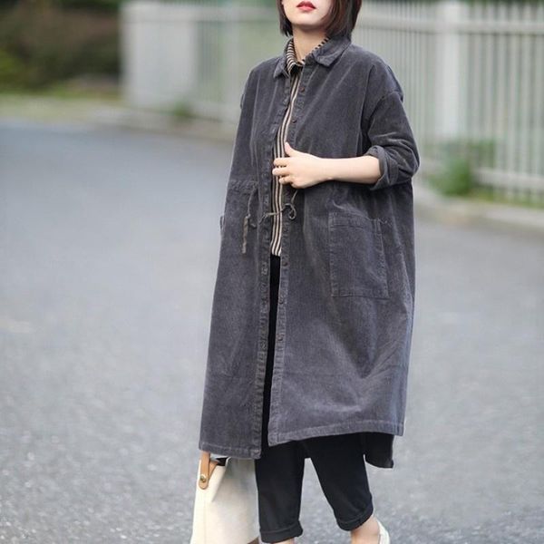 women's trench coats women vintage oversized corduroy long coat loose fit casual outerwear pocket lace up retro windbreaker sobretudo f, Tan;black
women's trench coats women vintage oversized corduroy long coat loose fit casual outerwear pocket lace up retro windbreaker sobretudo f, Tan;black