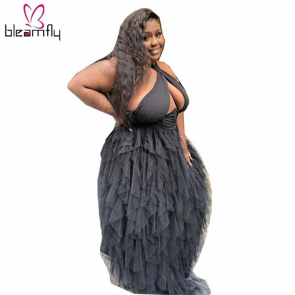 plus size dresses summer 4xl 5xl women night party dress halter sleeveless backless cascading ruffles mesh floor-length outfits, Black
plus size dresses summer 4xl 5xl women night party dress halter sleeveless backless cascading ruffles mesh floor-length outfits, Black