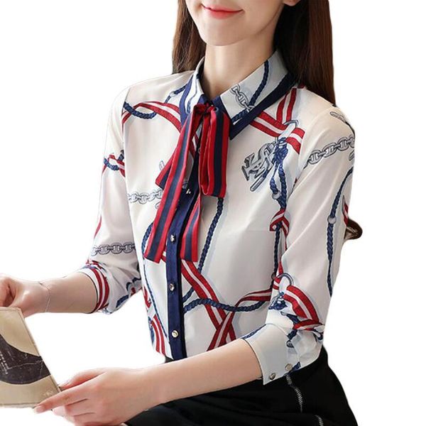 long sleeve bow lace-up women blouses 2021 fashion print korean chiffon blouse shirts ol office camisas mujer women's &, White
long sleeve bow lace-up women blouses 2021 fashion print korean chiffon blouse shirts ol office camisas mujer women's &, White