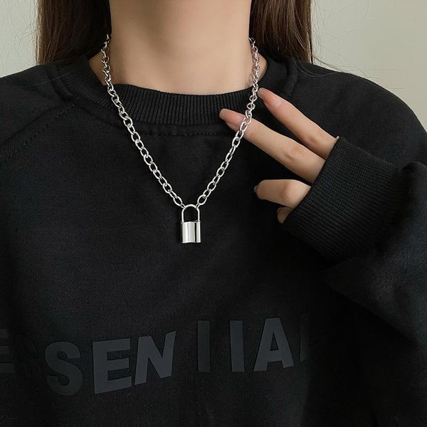 pendant necklaces charm gold lock choker titanium steel chain necklace for women men couples jewelry fashion accessories, Silver
pendant necklaces charm gold lock choker titanium steel chain necklace for women men couples jewelry fashion accessories, Silver
