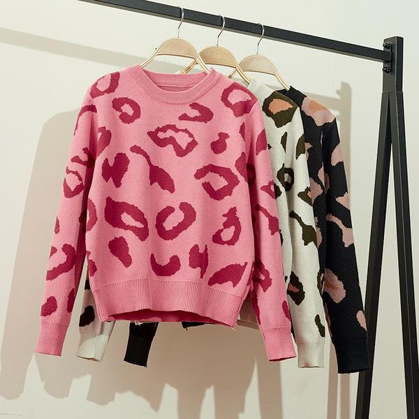 women's sweaters winter 2021 women leopard kintting pullovers o neck casual outwear basic korean style vintage black, White;black
women's sweaters winter 2021 women leopard kintting pullovers o neck casual outwear basic korean style vintage black, White;black