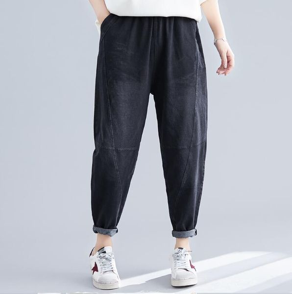 autumn arts style women elastic waist loose vintage black jeans all-matched casual cotton denim harem pants big size women's, Blue
autumn arts style women elastic waist loose vintage black jeans all-matched casual cotton denim harem pants big size women's, Blue