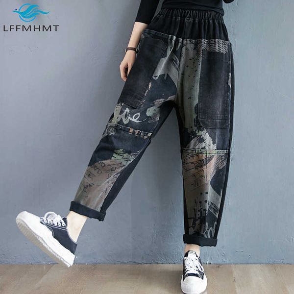 winter autumn fashion women elastic waist vintage patchwork printing harem jeans office lady baggy casual loose denim pant 210927, Blue
winter autumn fashion women elastic waist vintage patchwork printing harem jeans office lady baggy casual loose denim pant 210927, Blue