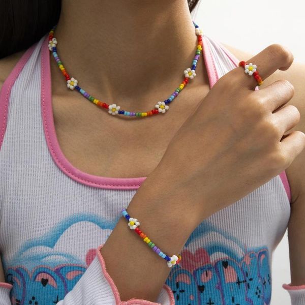earrings & necklace 1 set colorful seeds bead bracelet ring beads jewelry handmade flower beaded 2021 trend, Silver
earrings & necklace 1 set colorful seeds bead bracelet ring beads jewelry handmade flower beaded 2021 trend, Silver