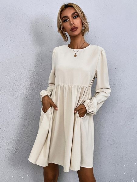 keyhole back hidden pocket smock dress h2zp#, Black;gray
keyhole back hidden pocket smock dress h2zp#, Black;gray