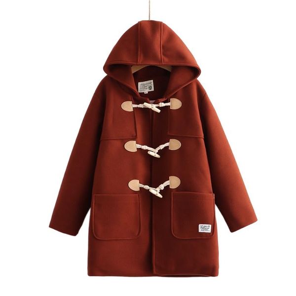 women's wool & blends 2021 winter women straight long hooded coats jacket horn button sleeve preppy style female warmness outwears, Black
women's wool & blends 2021 winter women straight long hooded coats jacket horn button sleeve preppy style female warmness outwears, Black