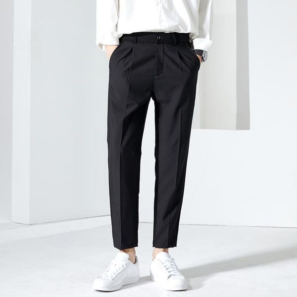 men's suits & blazers 2021 summer ice silk casual suit pants men business dress solid color office social trousers streetwear clothing, White;black
men's suits & blazers 2021 summer ice silk casual suit pants men business dress solid color office social trousers streetwear clothing, White;black