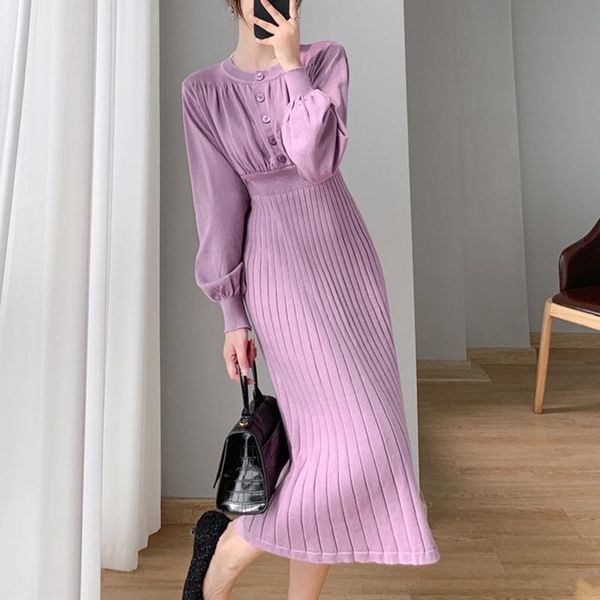 casual dresses 2021 fall winter fashion midi over-the-knee sweater black dress lady lantern sleeves waist button vintage knitted women, Black;gray
casual dresses 2021 fall winter fashion midi over-the-knee sweater black dress lady lantern sleeves waist button vintage knitted women, Black;gray
