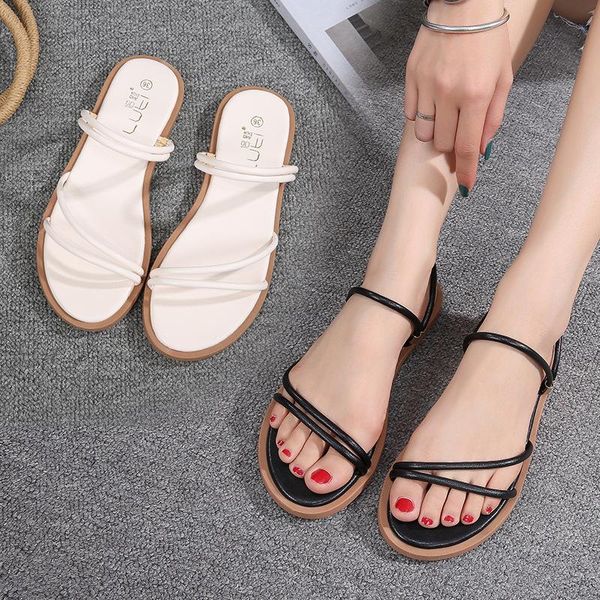 two ways wear narrow band flat sandals women black/white solid color cross-tied gladiator sandalias mujer beach slippers
two ways wear narrow band flat sandals women black/white solid color cross-tied gladiator sandalias mujer beach slippers