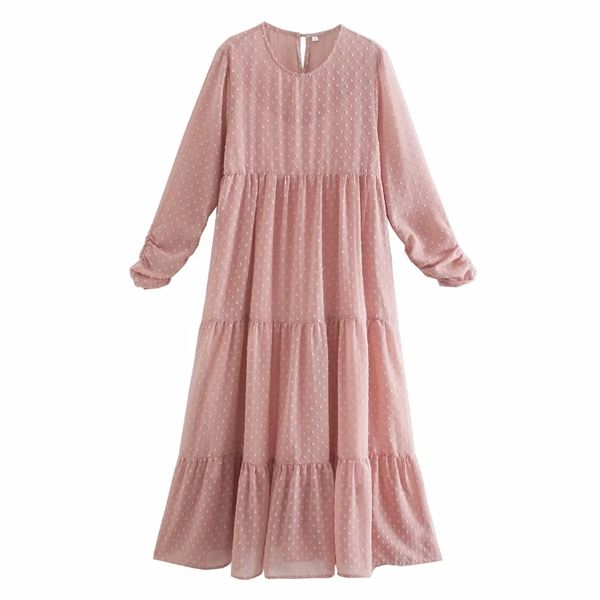 women dot flocking chiffon tiered ruffle midi dress female three quarter sleeve clothes casual lady loose vestido d6858 210430, Black;gray
women dot flocking chiffon tiered ruffle midi dress female three quarter sleeve clothes casual lady loose vestido d6858 210430, Black;gray