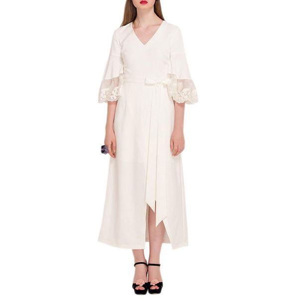 casual dresses v-neck three quarter sleeve sash bow belt triangle tailor hem ankle length long maxi white elegant party dress, Black;gray
casual dresses v-neck three quarter sleeve sash bow belt triangle tailor hem ankle length long maxi white elegant party dress, Black;gray