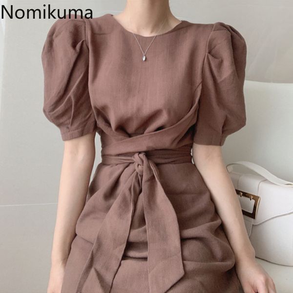 nomikuma woman dress bow bandage slim waist elegant dresses puff short sleeve o-neck korean chic solid vestido de mujer 6g558 210427, Black;gray
nomikuma woman dress bow bandage slim waist elegant dresses puff short sleeve o-neck korean chic solid vestido de mujer 6g558 210427, Black;gray