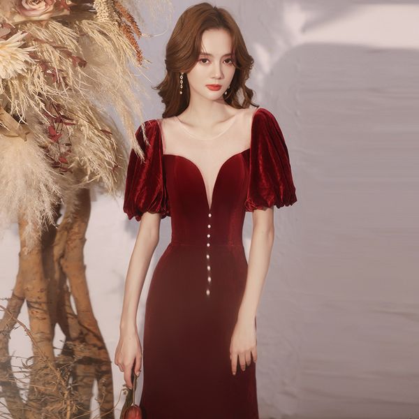 bride's toast female veet summer long red wedding engagement fishtail slim evening drs skirt, Black
bride's toast female veet summer long red wedding engagement fishtail slim evening drs skirt, Black