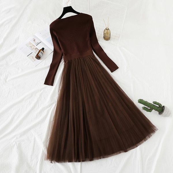 casual dresses retro dress women mesh stitching bottoming mid-length sweater vestidos female autumn spring 2021 women's knitted l215, Black;gray
casual dresses retro dress women mesh stitching bottoming mid-length sweater vestidos female autumn spring 2021 women's knitted l215, Black;gray
