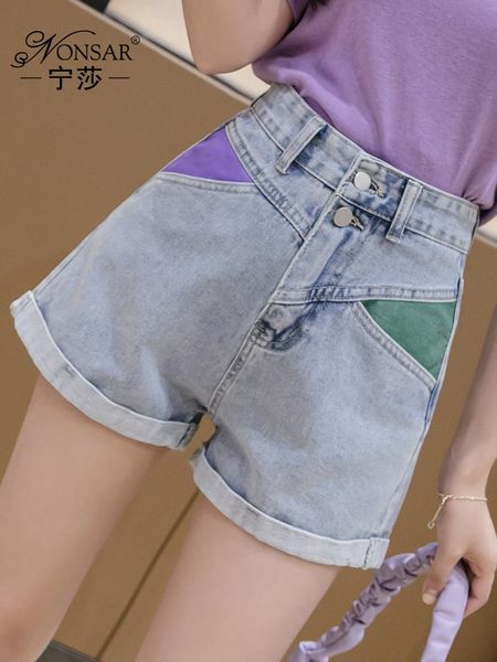 women's shorts ningsha 2021 spring summer korean fashion all-match contrast color slimming high waist wide legs a- line denim women, White;black
women's shorts ningsha 2021 spring summer korean fashion all-match contrast color slimming high waist wide legs a- line denim women, White;black