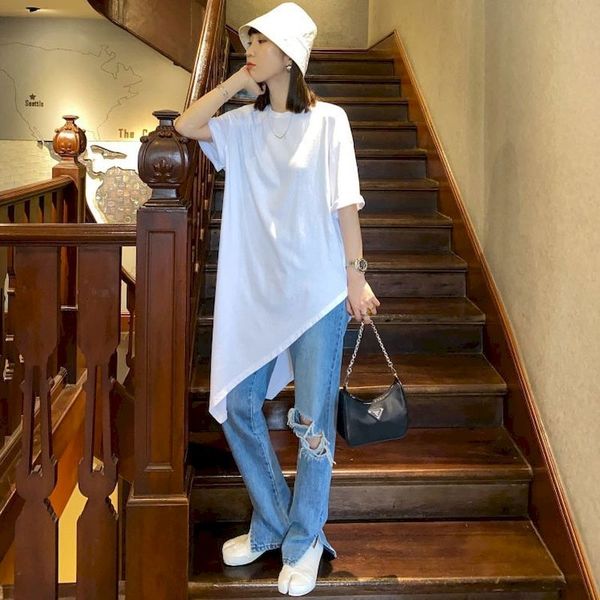 women's t-shirt summer womens t-shirt 100% cotton korean irregular short sleeve skirt long black white loose women clothes ouf
women's t-shirt summer womens t-shirt 100% cotton korean irregular short sleeve skirt long black white loose women clothes ouf