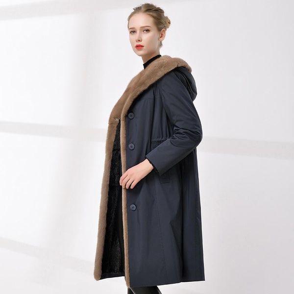 women's fur & faux 2021 lb0 winter coat women jacket coats and jackets vest, Black