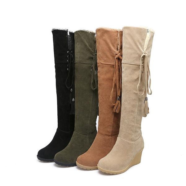 boots winter lady round toe wedge shoes thigh high heels clogs platform luxury designer 2021 over-the-knee stile, Black
boots winter lady round toe wedge shoes thigh high heels clogs platform luxury designer 2021 over-the-knee stile, Black