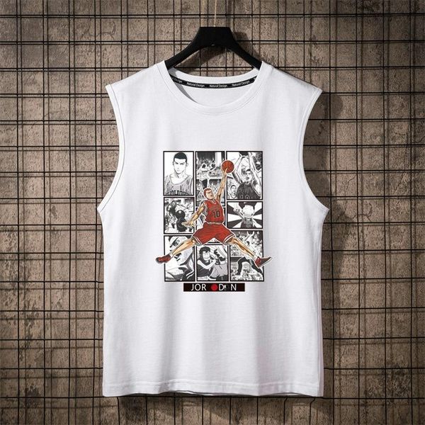 men' tank summer cotton men basketball black white singlets sleeveless fitness vest bodybuilding casual muscle anime, White;black
men' tank summer cotton men basketball black white singlets sleeveless fitness vest bodybuilding casual muscle anime, White;black