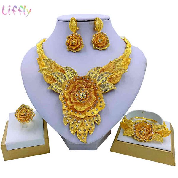 jewelry sets liffly indian gold big necklace flower bracelet earrings ring party elegant women luxury birthday gift, Black
jewelry sets liffly indian gold big necklace flower bracelet earrings ring party elegant women luxury birthday gift, Black