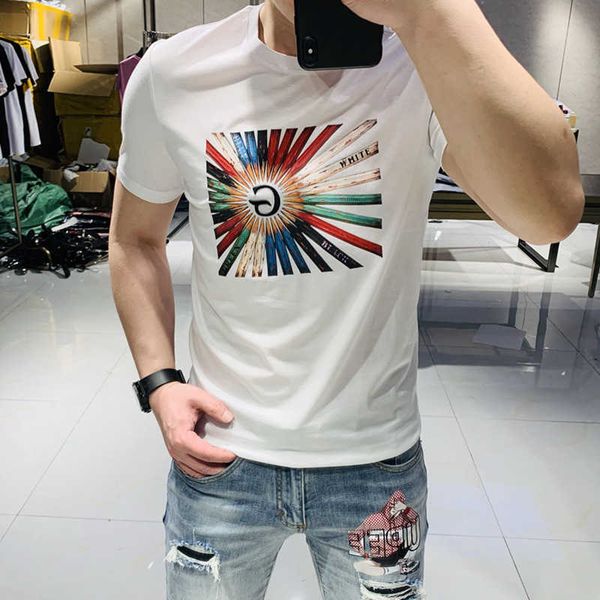 w0502 summer new style personality trend slim net red handsome pattern printed short sleeve t-shirt, White;black
w0502 summer new style personality trend slim net red handsome pattern printed short sleeve t-shirt, White;black