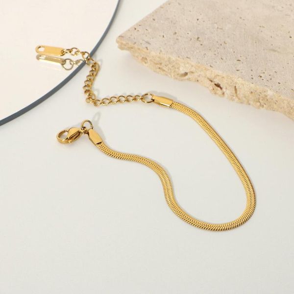 link, chain gold plated titanium stainless steel bracelet wide 3mm blade snake bracelets european and american women's jewelry, Black
link, chain gold plated titanium stainless steel bracelet wide 3mm blade snake bracelets european and american women's jewelry, Black