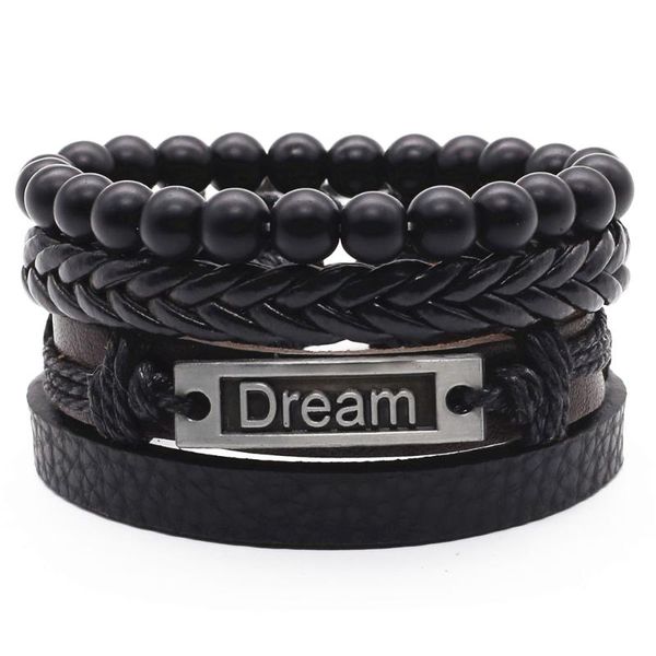 charm bracelets black feather rope punk design dream 4 pcs/set beads handmade woven leather men women vintage bangle male jewelry, Golden;silver
charm bracelets black feather rope punk design dream 4 pcs/set beads handmade woven leather men women vintage bangle male jewelry, Golden;silver