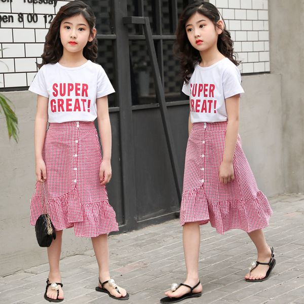 Summer Sets For Girl Short Sleeves Clothes Suit Letter T-shirt + Plaid Skirt Fit 4-13 Years Kids Cotton Clothing Outfit, As picture
Summer Sets For Girl Short Sleeves Clothes Suit Letter T-shirt + Plaid Skirt Fit 4-13 Years Kids Cotton Clothing Outfit, As picture