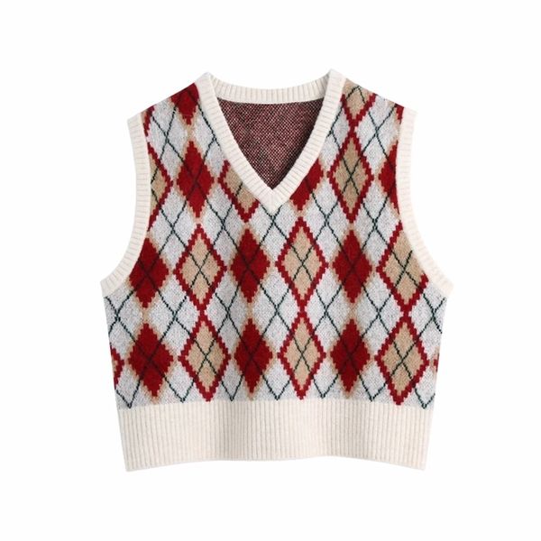 spring women diamond check knitting short sweater female v neck sleeveless pullover casual lady loose sw1120 210430, Black;white
spring women diamond check knitting short sweater female v neck sleeveless pullover casual lady loose sw1120 210430, Black;white