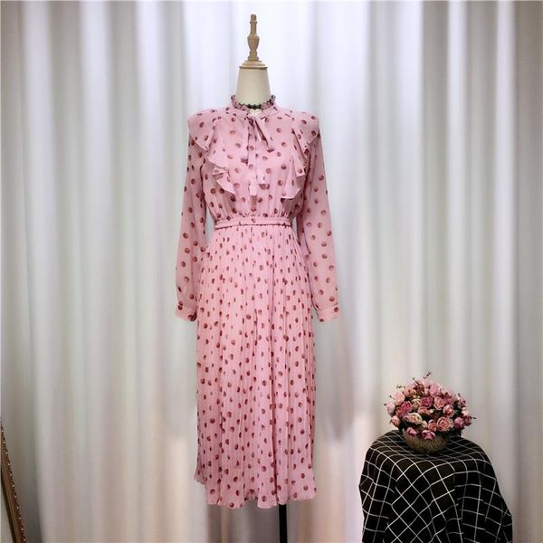 casual dresses ruffles bow collar polkd dot pink long sleeve chiffon dress for women 2021 spring autumn slim waist ultra female, Black;gray
casual dresses ruffles bow collar polkd dot pink long sleeve chiffon dress for women 2021 spring autumn slim waist ultra female, Black;gray
