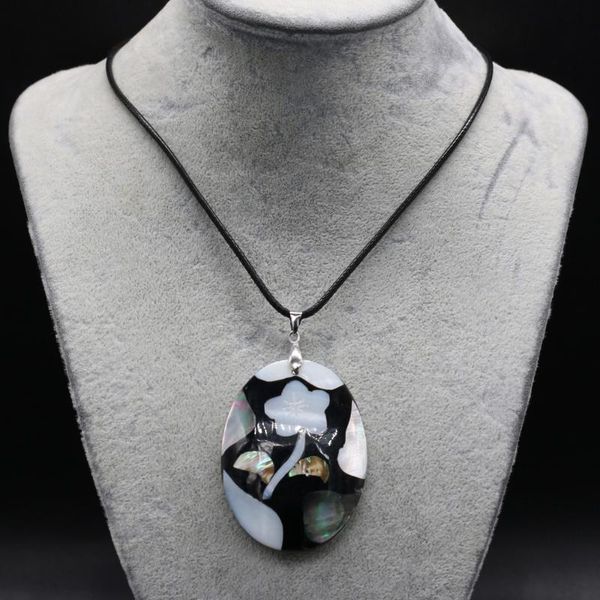 pendant necklaces selling natural shell mother oval trend necklace making diy jewelry accessories bracelet size 40x55mm gift, Silver