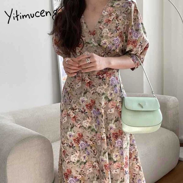 yitimuceng vintage floral print dresses for women lace up high waist puff sleeve sundress summer korean fashion midi dress 210601, Black;gray
yitimuceng vintage floral print dresses for women lace up high waist puff sleeve sundress summer korean fashion midi dress 210601, Black;gray