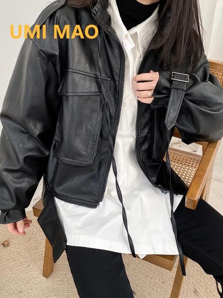 women's leather & faux umi mao autumn yamamoto dark functional wind female japanese punk loose stand-up collar big pocket jacket trend, Black
women's leather & faux umi mao autumn yamamoto dark functional wind female japanese punk loose stand-up collar big pocket jacket trend, Black