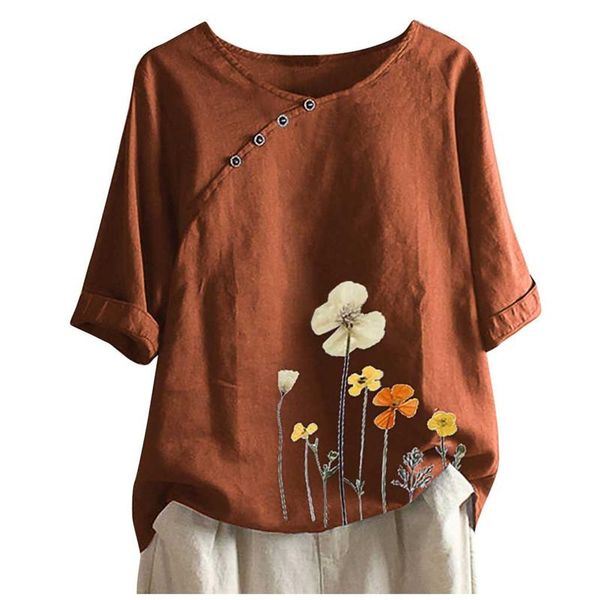 women's blouses & shirts vintage blusas woman plus size flower printing button half sleeve womens blouse and round neck pullover camis, White
women's blouses & shirts vintage blusas woman plus size flower printing button half sleeve womens blouse and round neck pullover camis, White