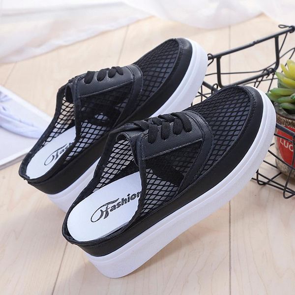 slippers breathable mesh platform women thick bottom lace up half sandals ladies round toe outdoor casual slides female shoes, Black
slippers breathable mesh platform women thick bottom lace up half sandals ladies round toe outdoor casual slides female shoes, Black