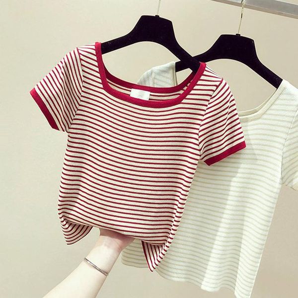 women's t-shirt women cotton rainbow striped harajuku tshirt summer short sleeve navel skinny stitching korean punk crop woman, White
women's t-shirt women cotton rainbow striped harajuku tshirt summer short sleeve navel skinny stitching korean punk crop woman, White