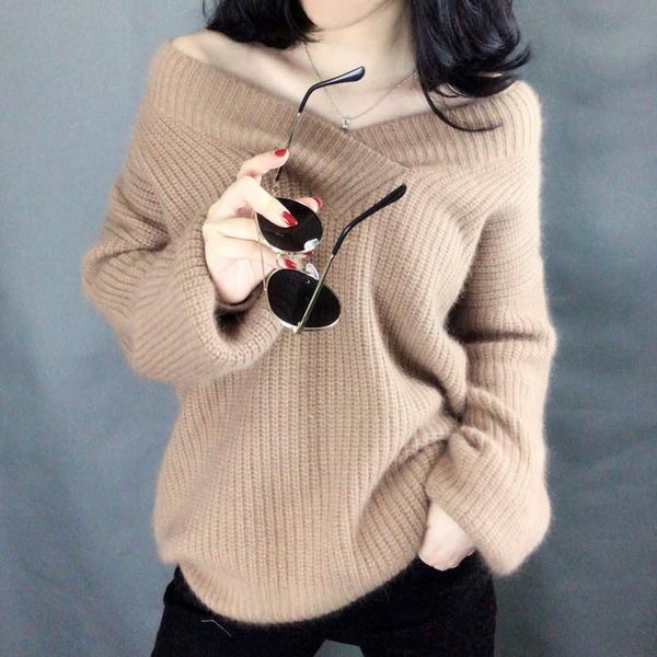 women's sweaters autumn and winter knitwear v-neck lantern sleeve cashmere knitted korean style sweater pullover, White;black
women's sweaters autumn and winter knitwear v-neck lantern sleeve cashmere knitted korean style sweater pullover, White;black