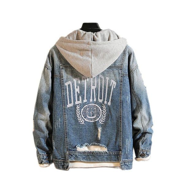 men's jackets spring 2021 ripped denim jacket brand embroidery loose oversized 4xl handsome hoodies coat with hat korean clothes top, Black;brown
men's jackets spring 2021 ripped denim jacket brand embroidery loose oversized 4xl handsome hoodies coat with hat korean clothes top, Black;brown