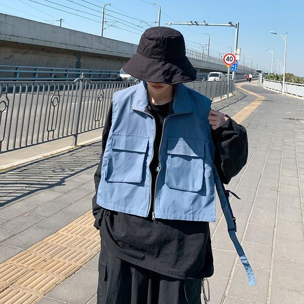 men's vests tooling shorts vest fashion retro casual pocket coat men streetwear korean loose hip-hop jacket mens m-2xl, Black;white
men's vests tooling shorts vest fashion retro casual pocket coat men streetwear korean loose hip-hop jacket mens m-2xl, Black;white